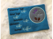 Stickdatei ITH - Mug Rug Spruch "Kaffee? Kaffee!"